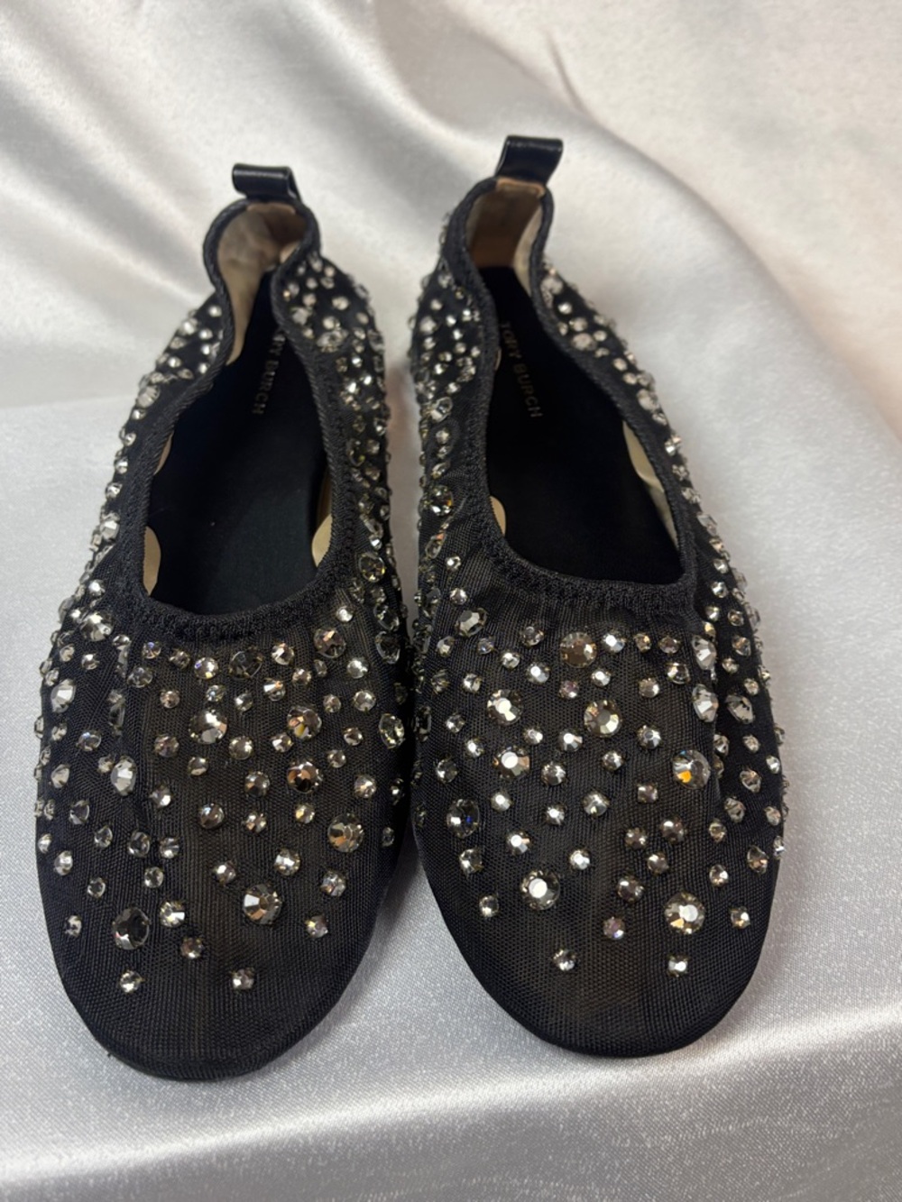Tory Burch Black Crystal-Embellished Flats Size 7